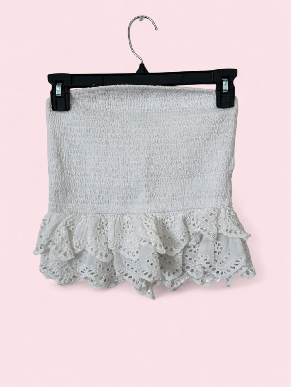 White Ruffled Eyelet Tube Top